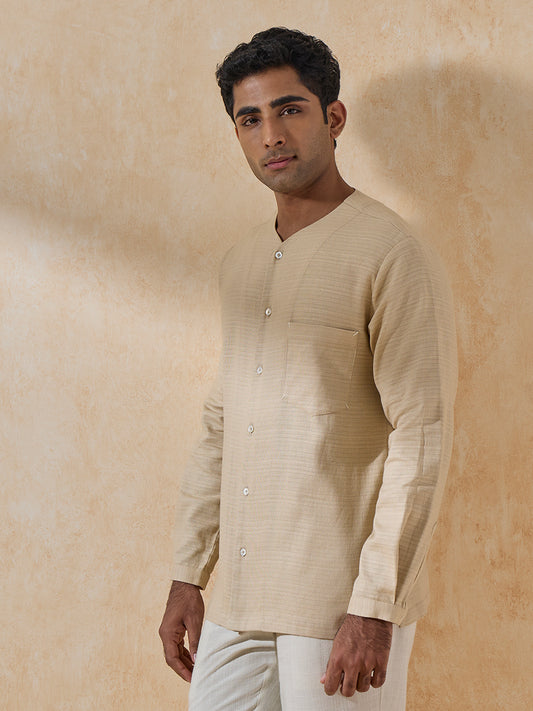 Self-Striped Shirt - Cream