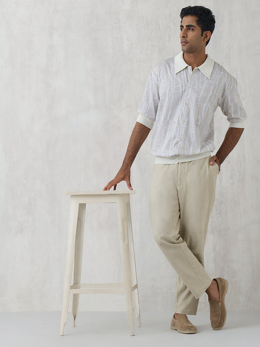 Knitted Polo T-Shirt - Beige