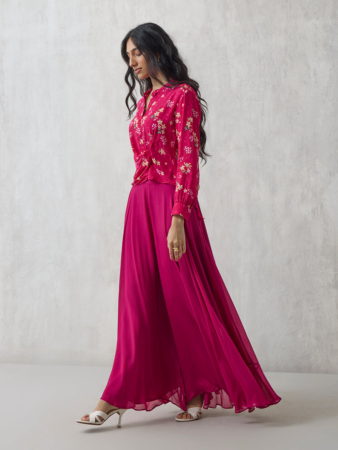 Flowy Wide Leg Palazzos - Pink