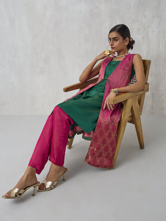 Brocade Kurta with Inner - Pink