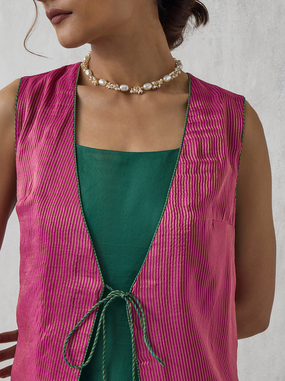 Brocade Kurta with Inner - Pink