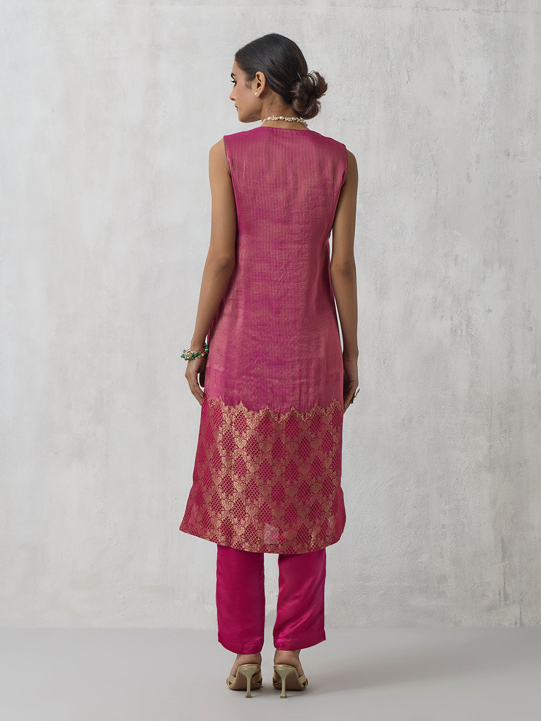 Brocade Kurta with Inner - Pink