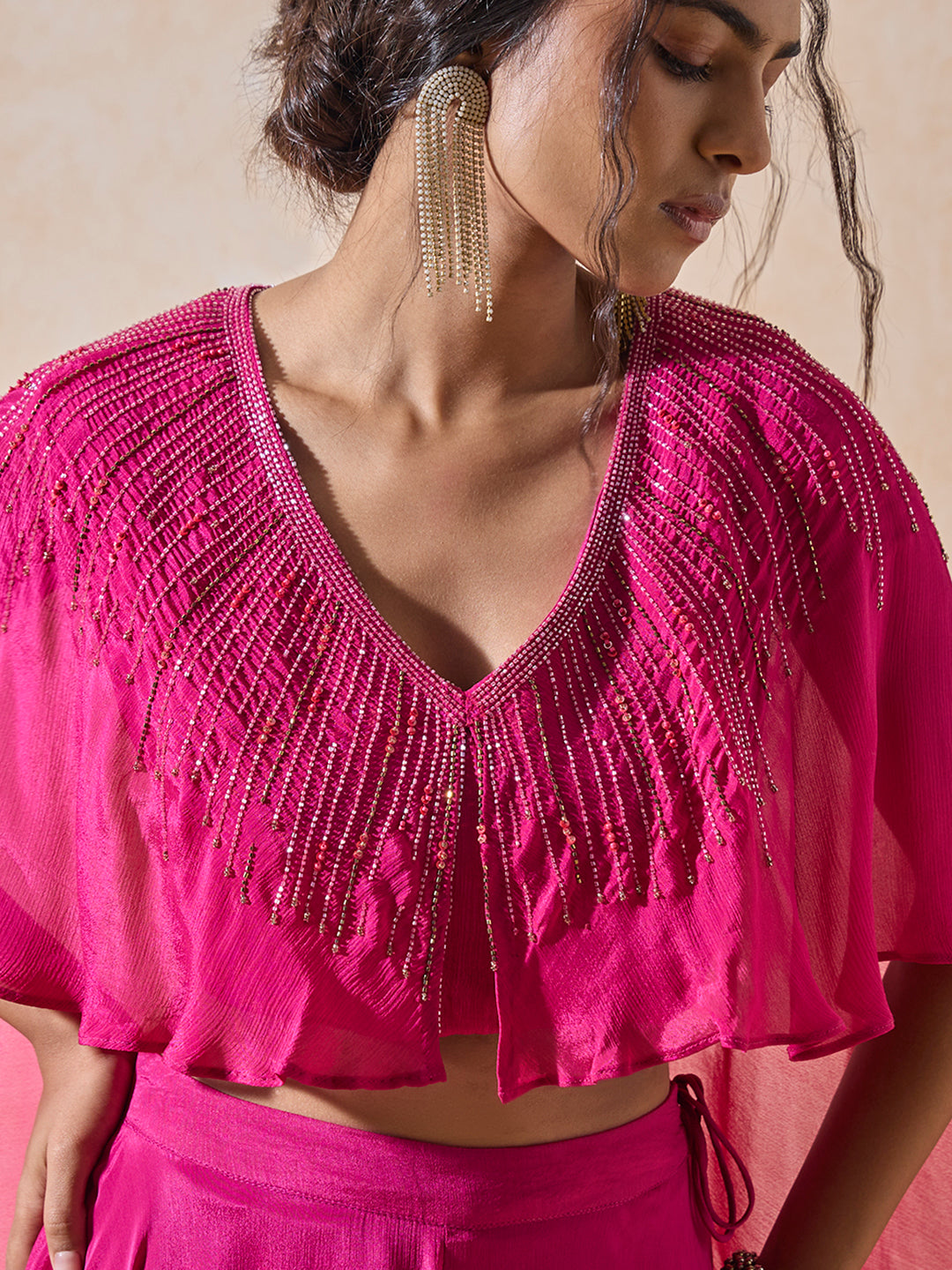 Embroidered Hi-Low Top - Pink