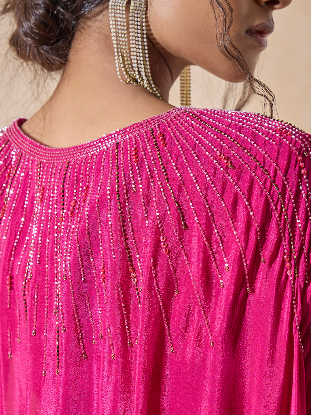 Embroidered Hi-Low Top - Pink