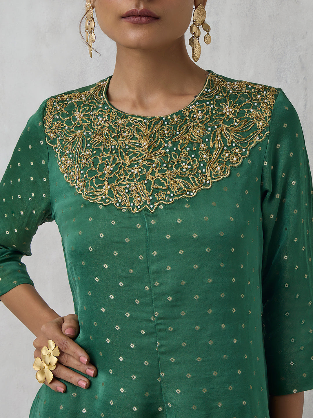 Embellished Kurta - Green