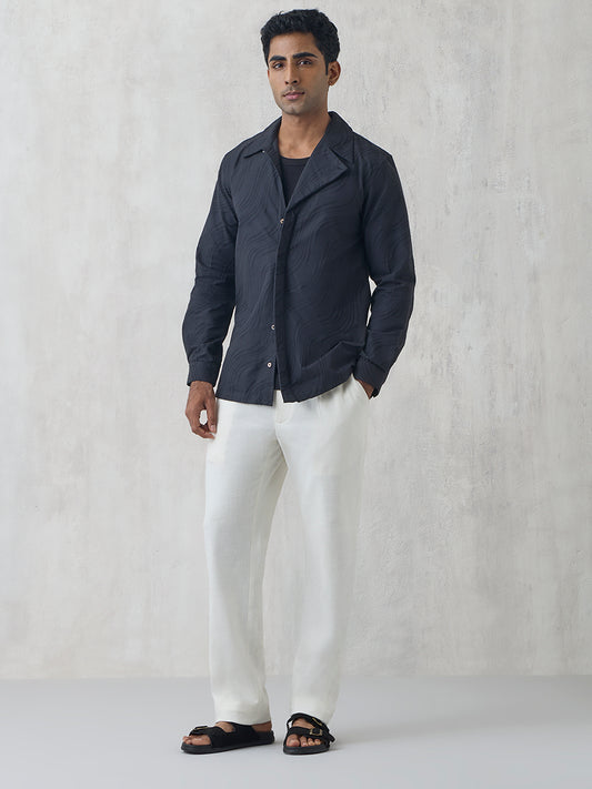 Ripple Patterned Shirt - Black