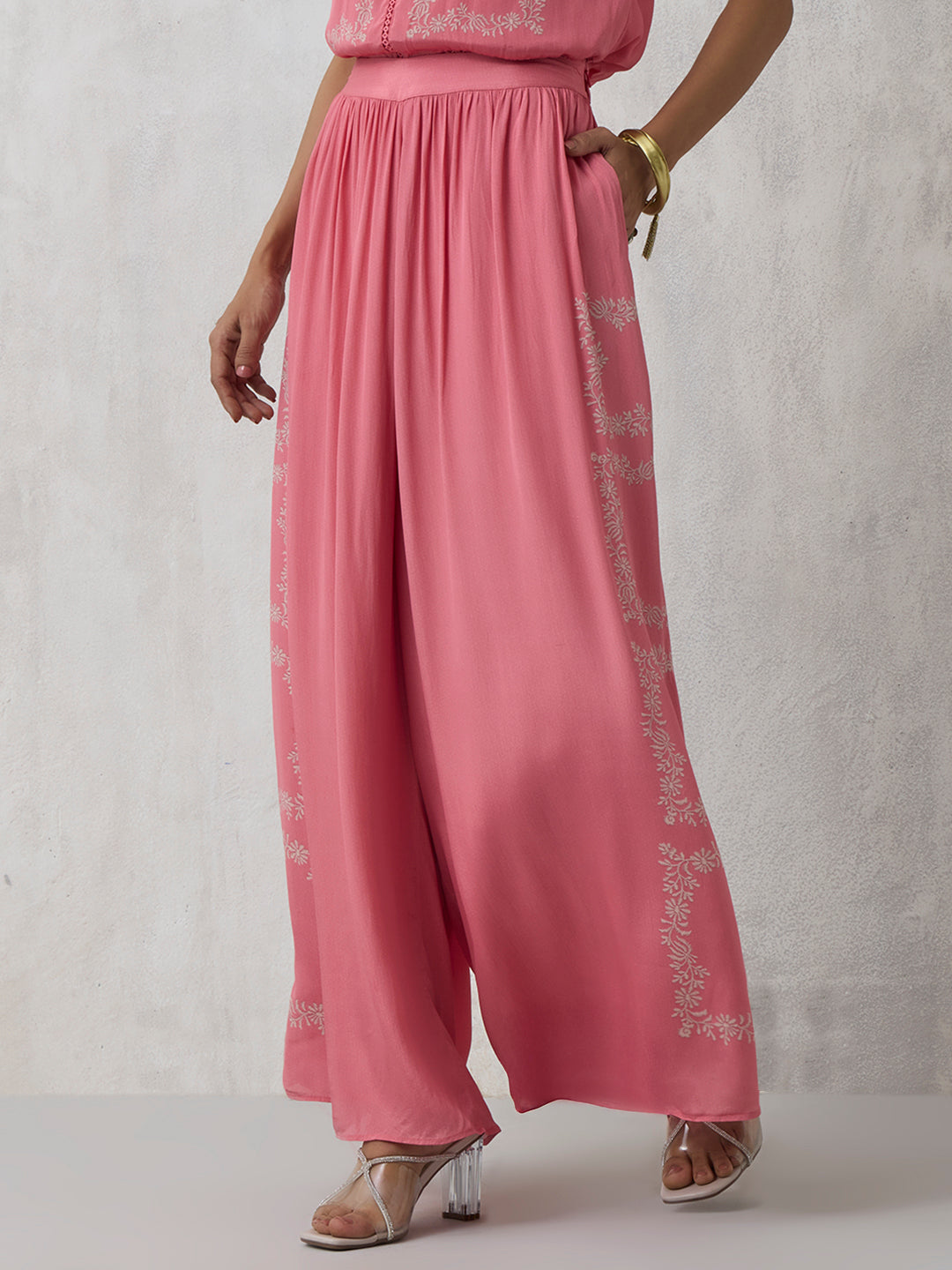 Printed Palazzos - Pink