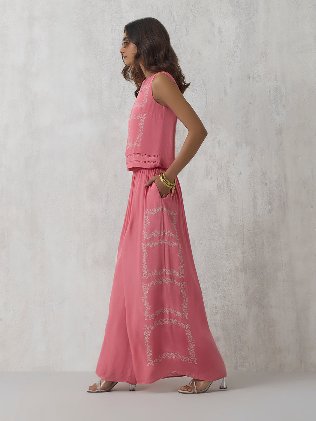 Printed Palazzos - Pink