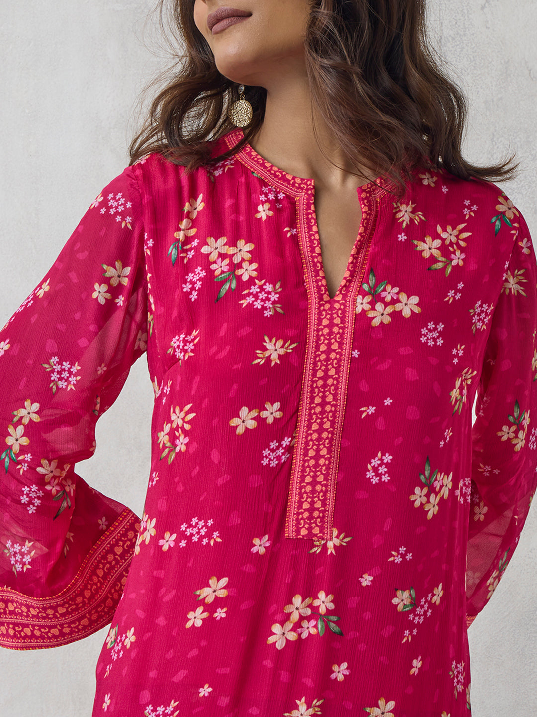 Floral Printed Kurta Set - Pink