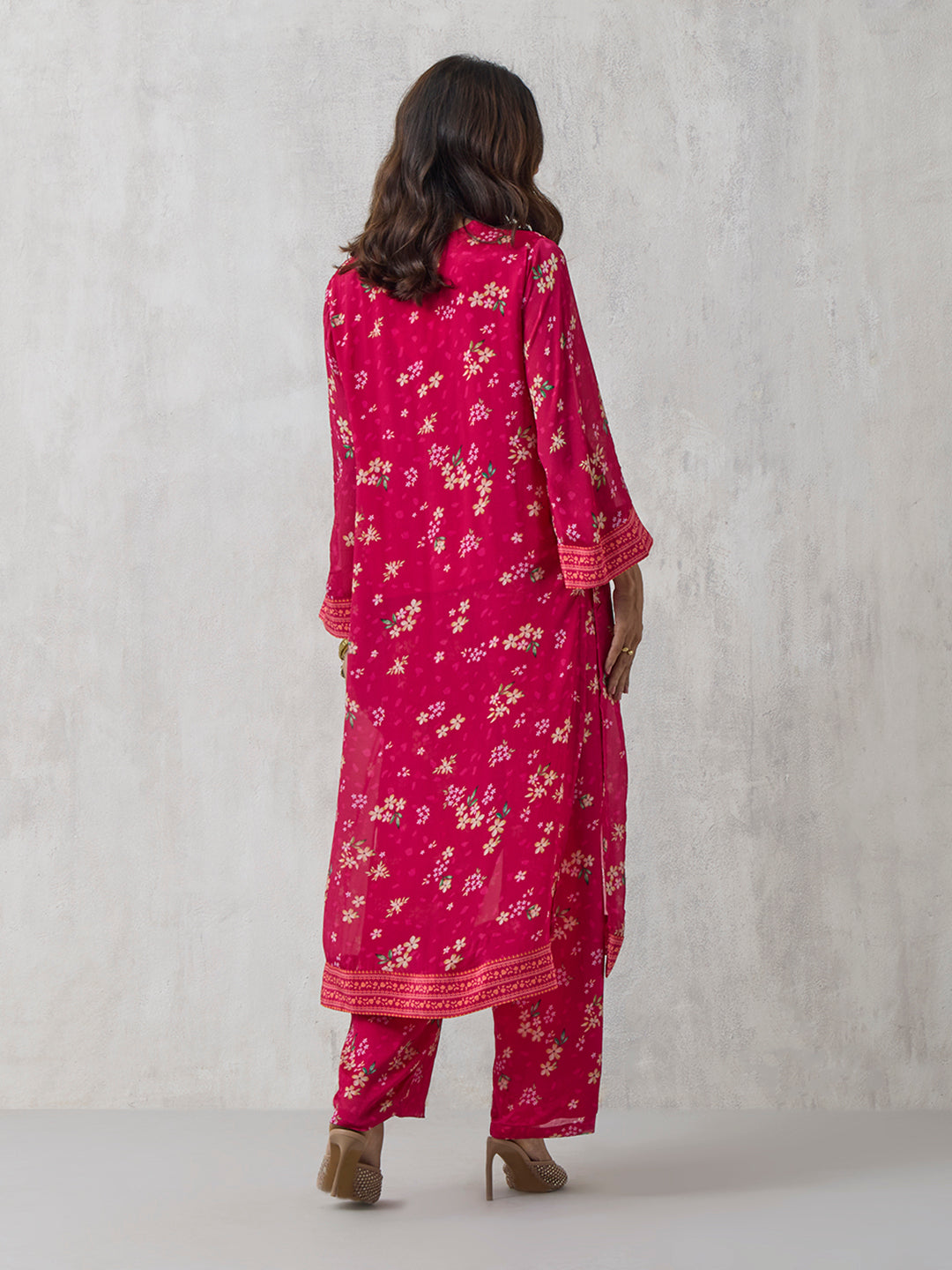 Floral Printed Kurta Set - Pink