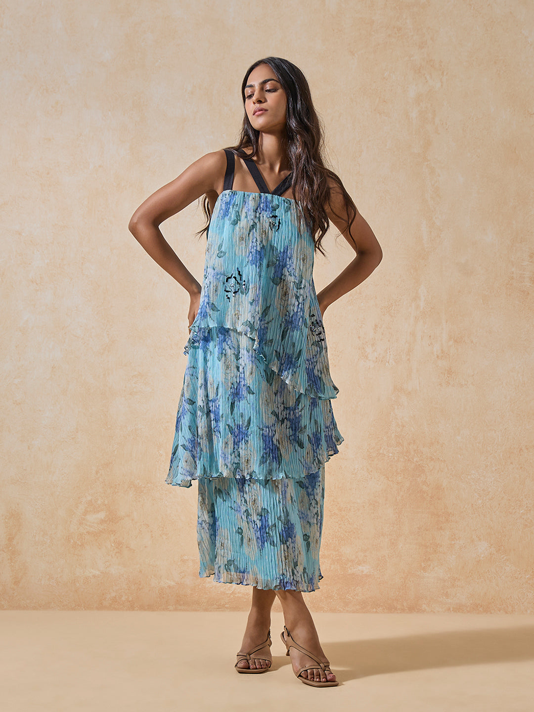 Tier Midi Dress - Blue