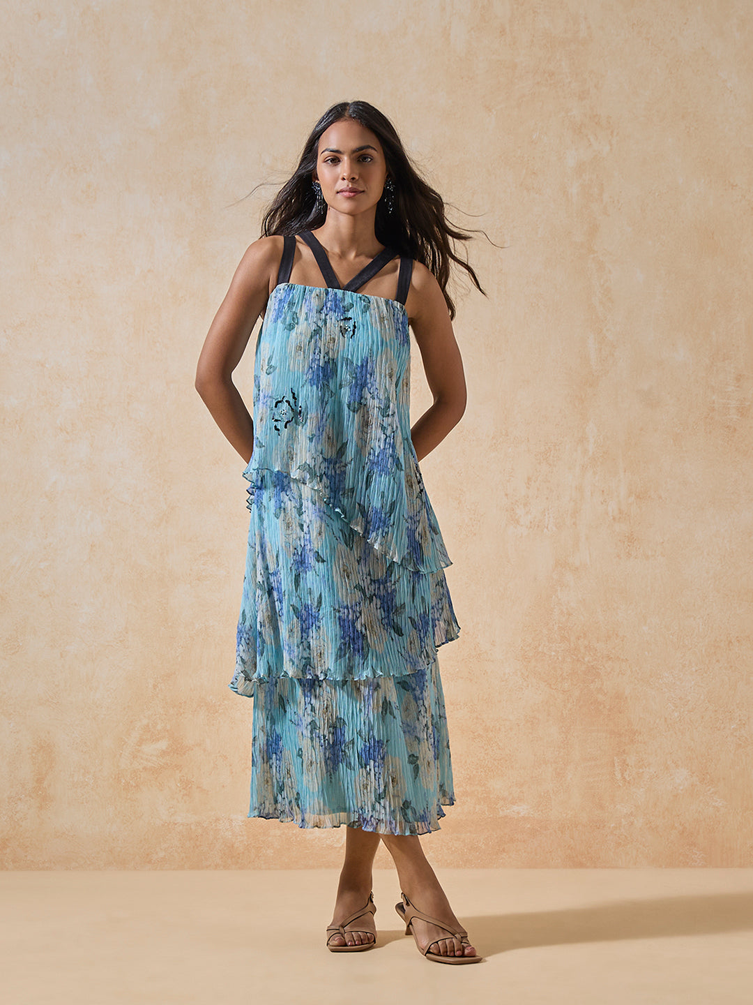 Tier Midi Dress - Blue