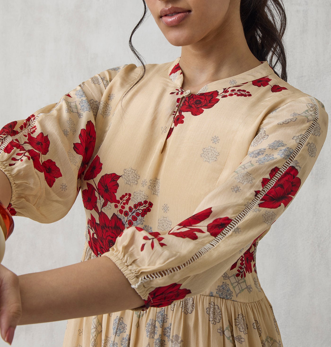 Floral Mini Dress - Beige