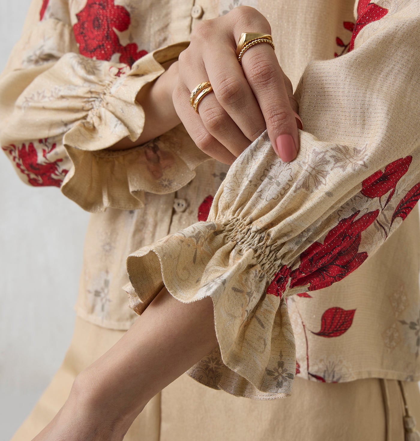 Floral Printed Top - Beige