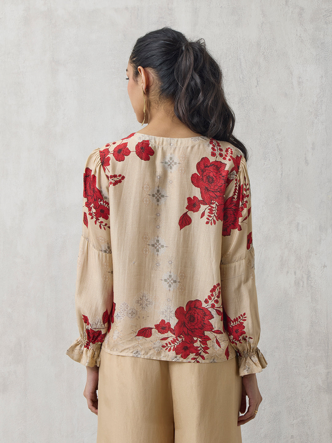 Floral Printed Top - Beige