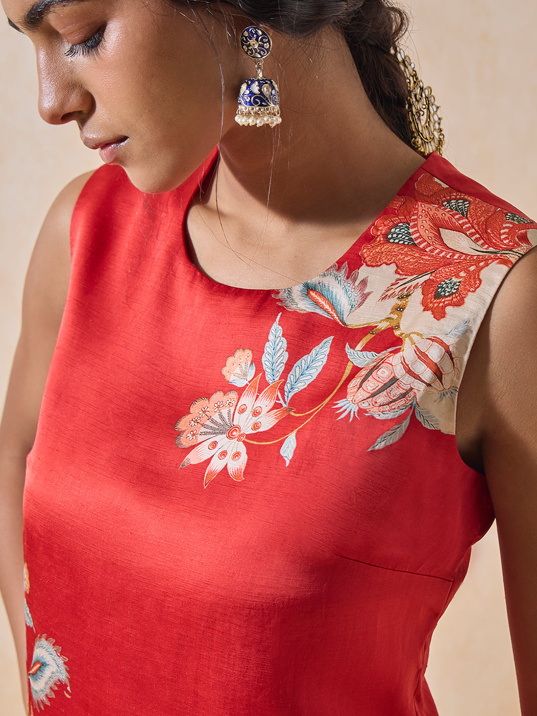 Printed Crop Top - Red