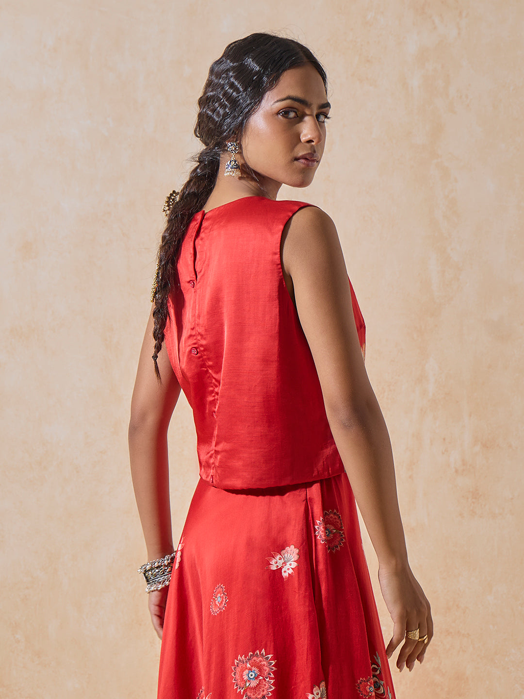 Printed Crop Top - Red