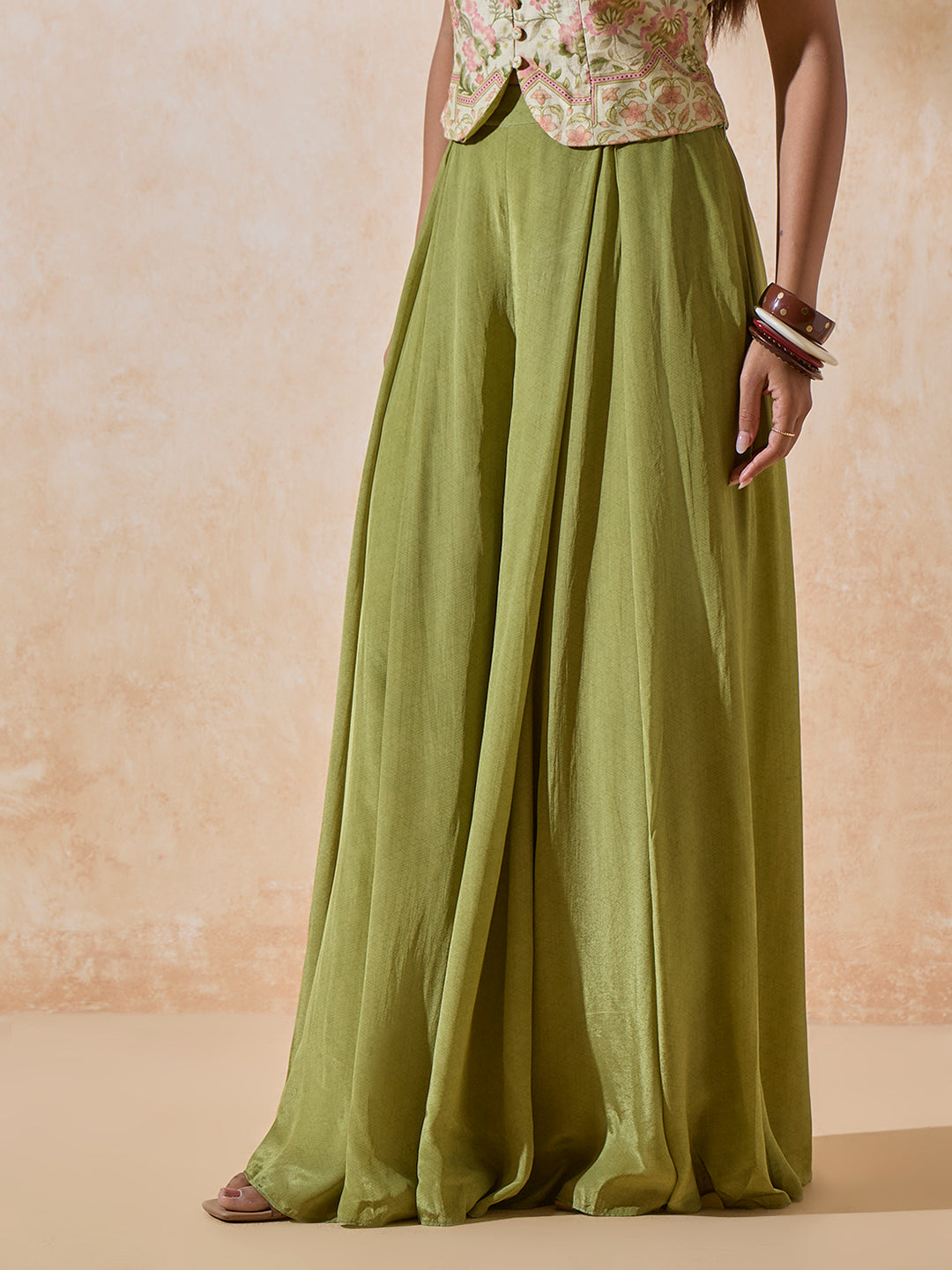 Wide Leg Palazzos - Green