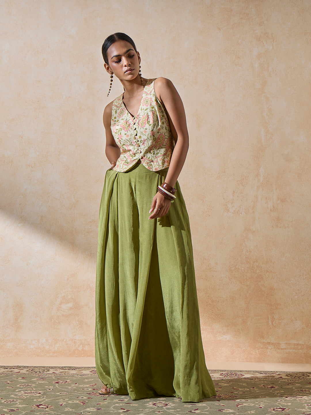 Wide-Leg Palazzos - Green