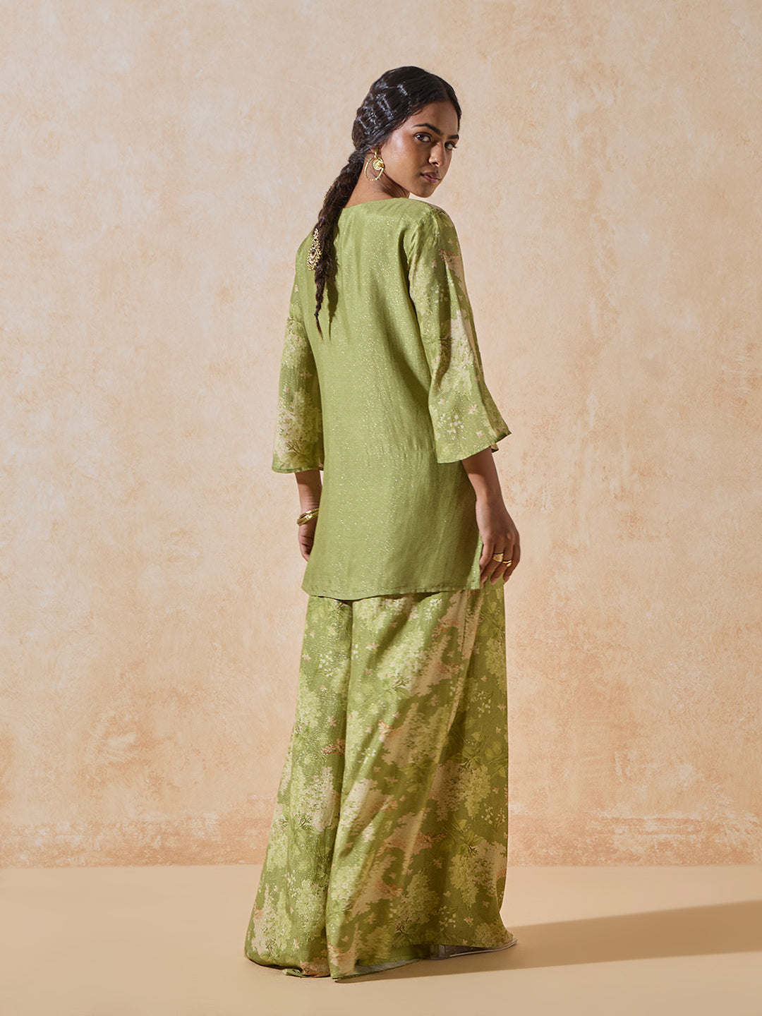Floral Printed Kurta Set - Green