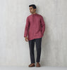 Asymmetric Striped Kurta – Maroon