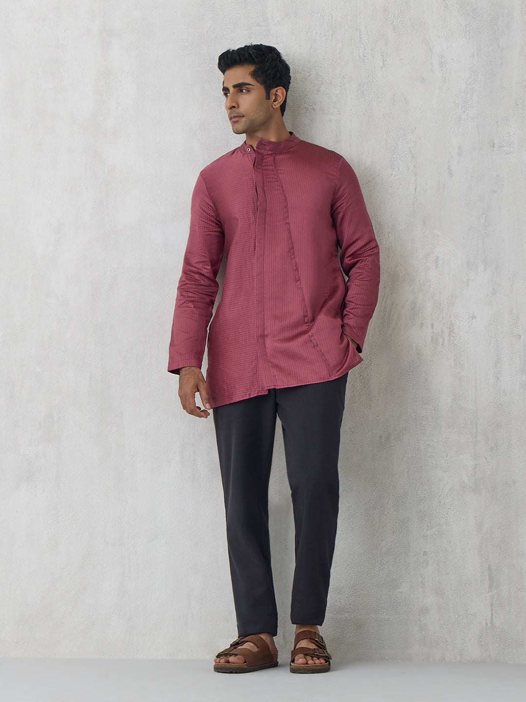 Asymmetric Short Kurta - Maroon