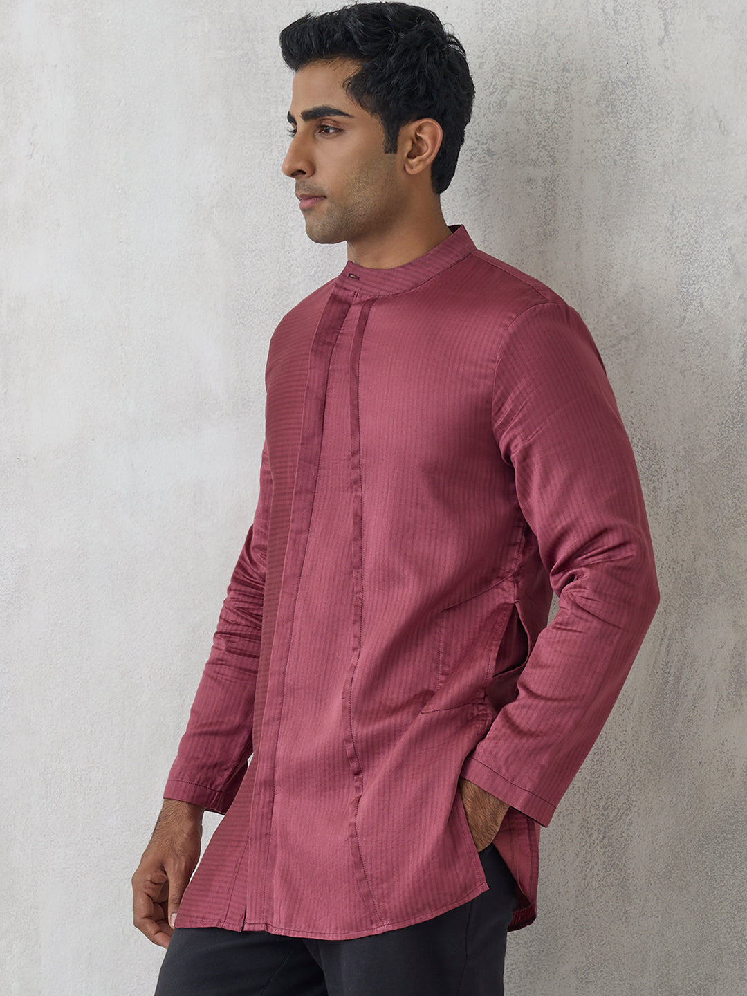 Asymmetric Short Kurta - Maroon
