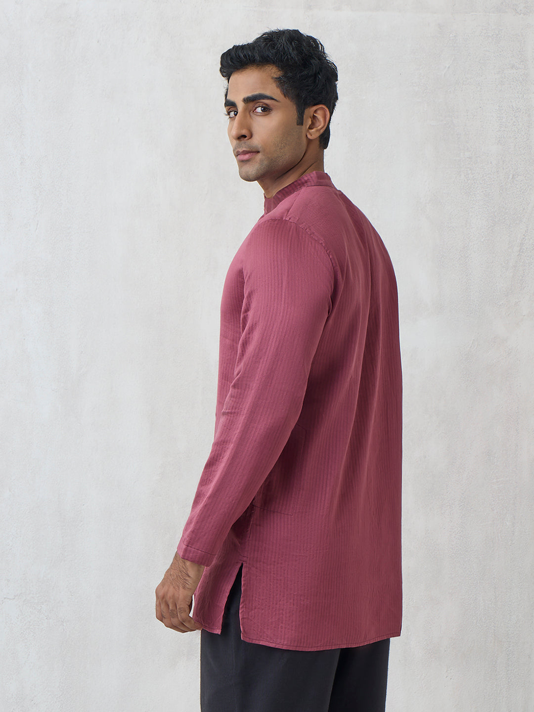 Asymmetric Short Kurta - Maroon