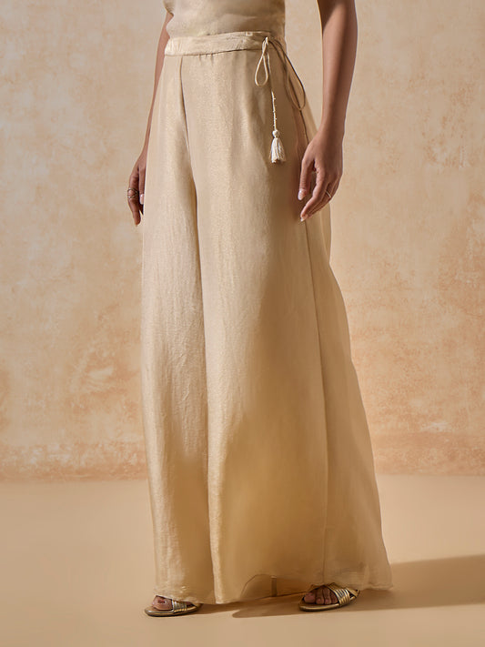 Wide Leg Palazzos - Gold