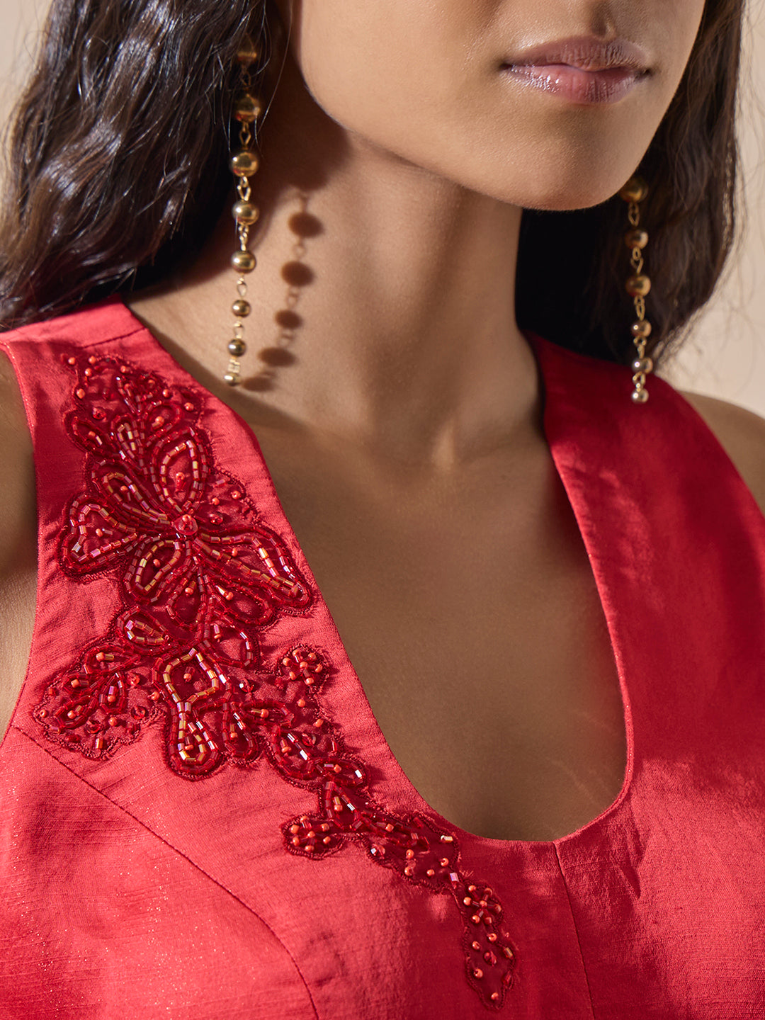 Embroidered Blouse - Red