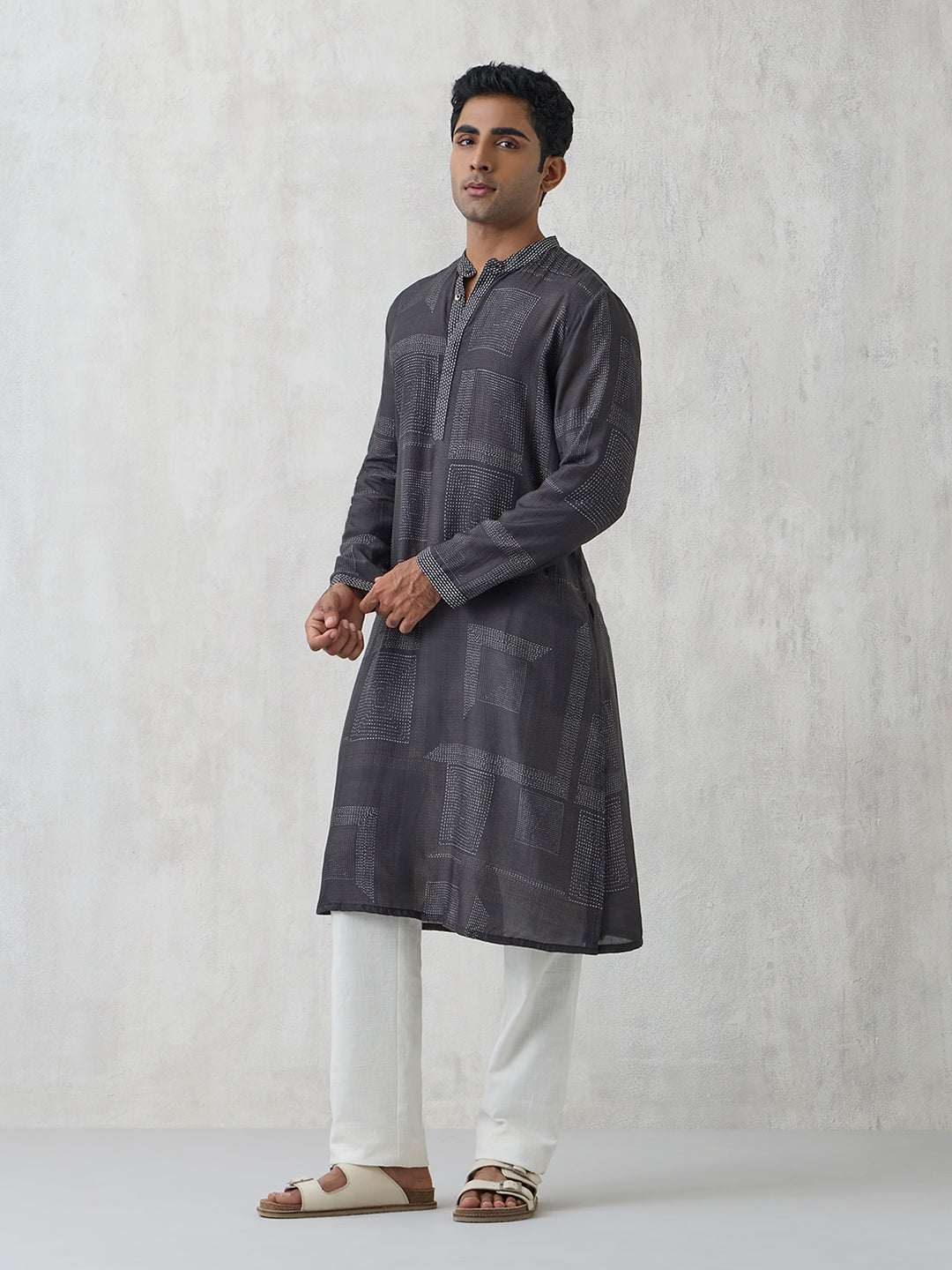 Geometric Printed Kurta - Black