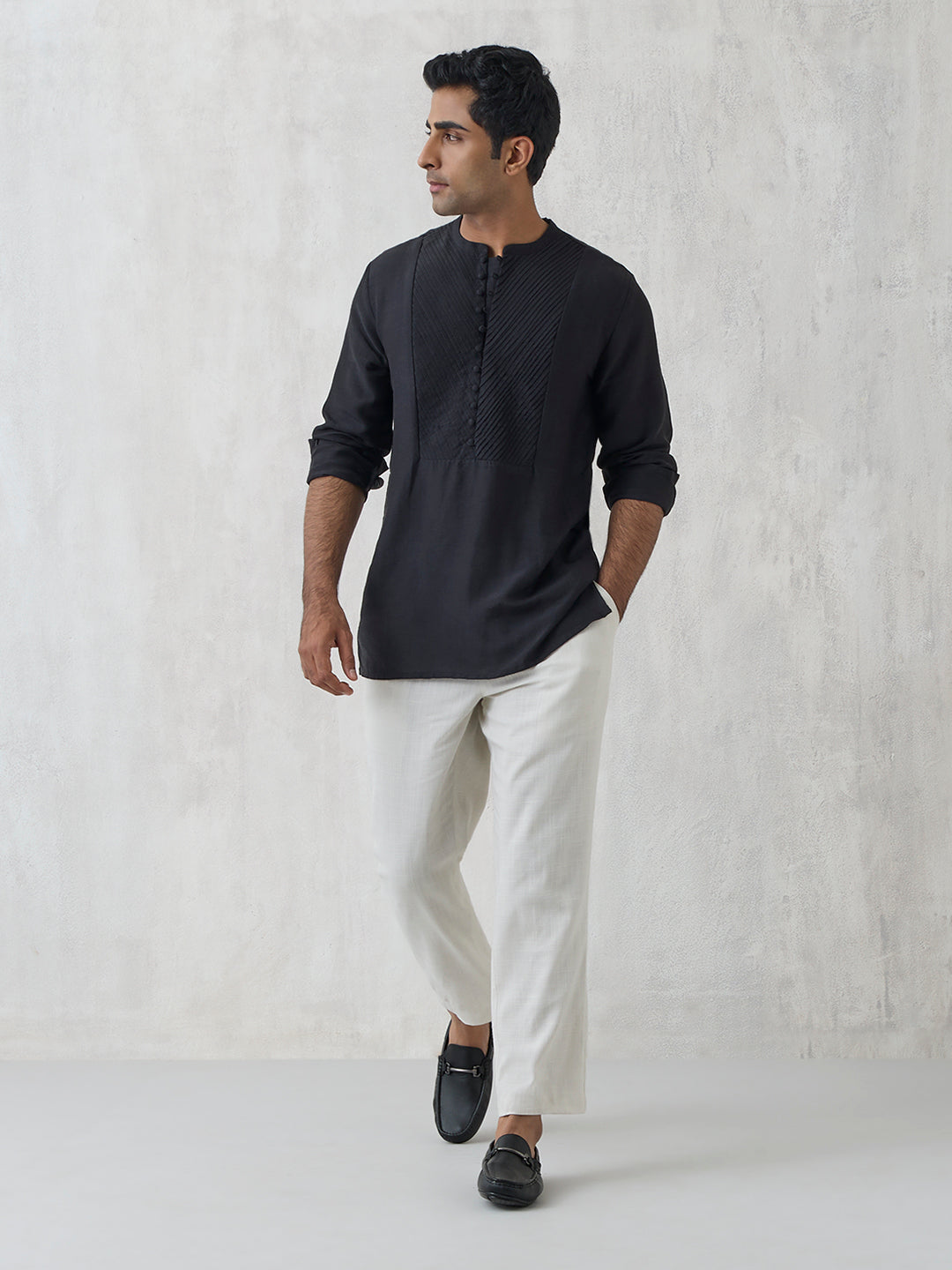 Panel-Detailed Kurta - Black
