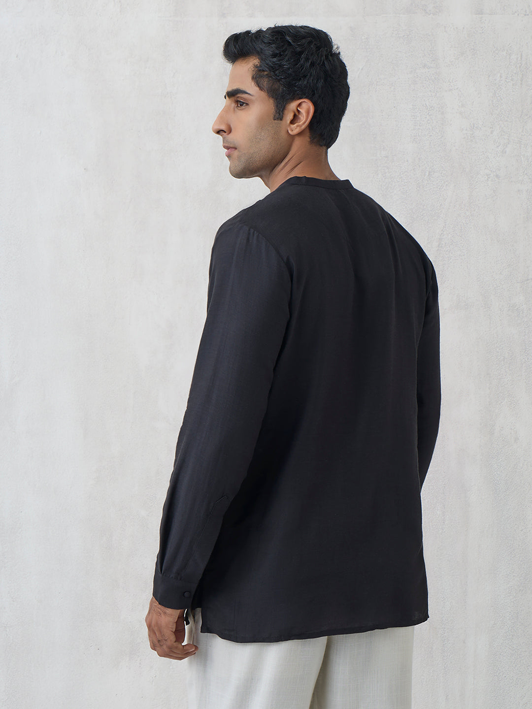 Panel-Detailed Kurta - Black