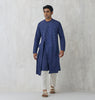 Asymmetric Embroidered Kurta – Navy