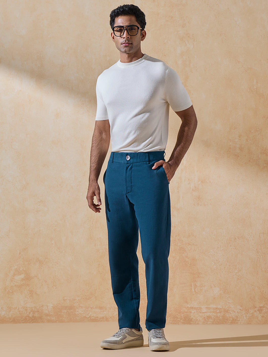 Solid Staright Trousers - Navy