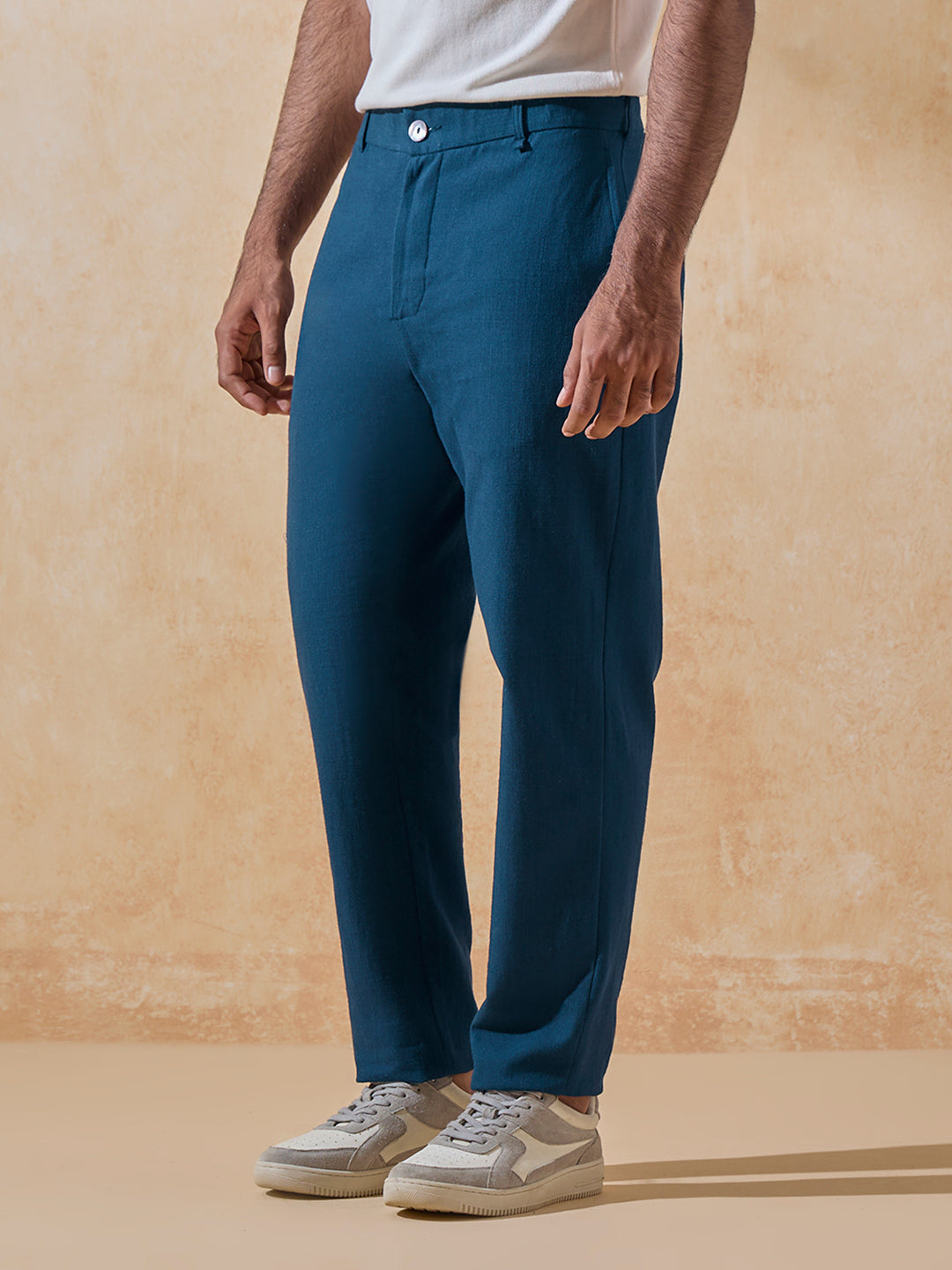 Solid Staright Trousers - Navy
