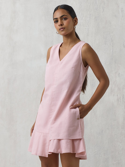 A - line Solid Dress – Pink