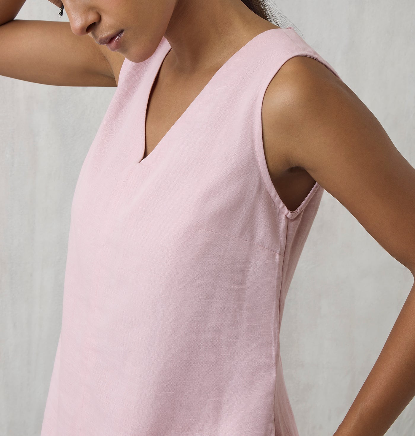 A - line Solid Dress - Pink