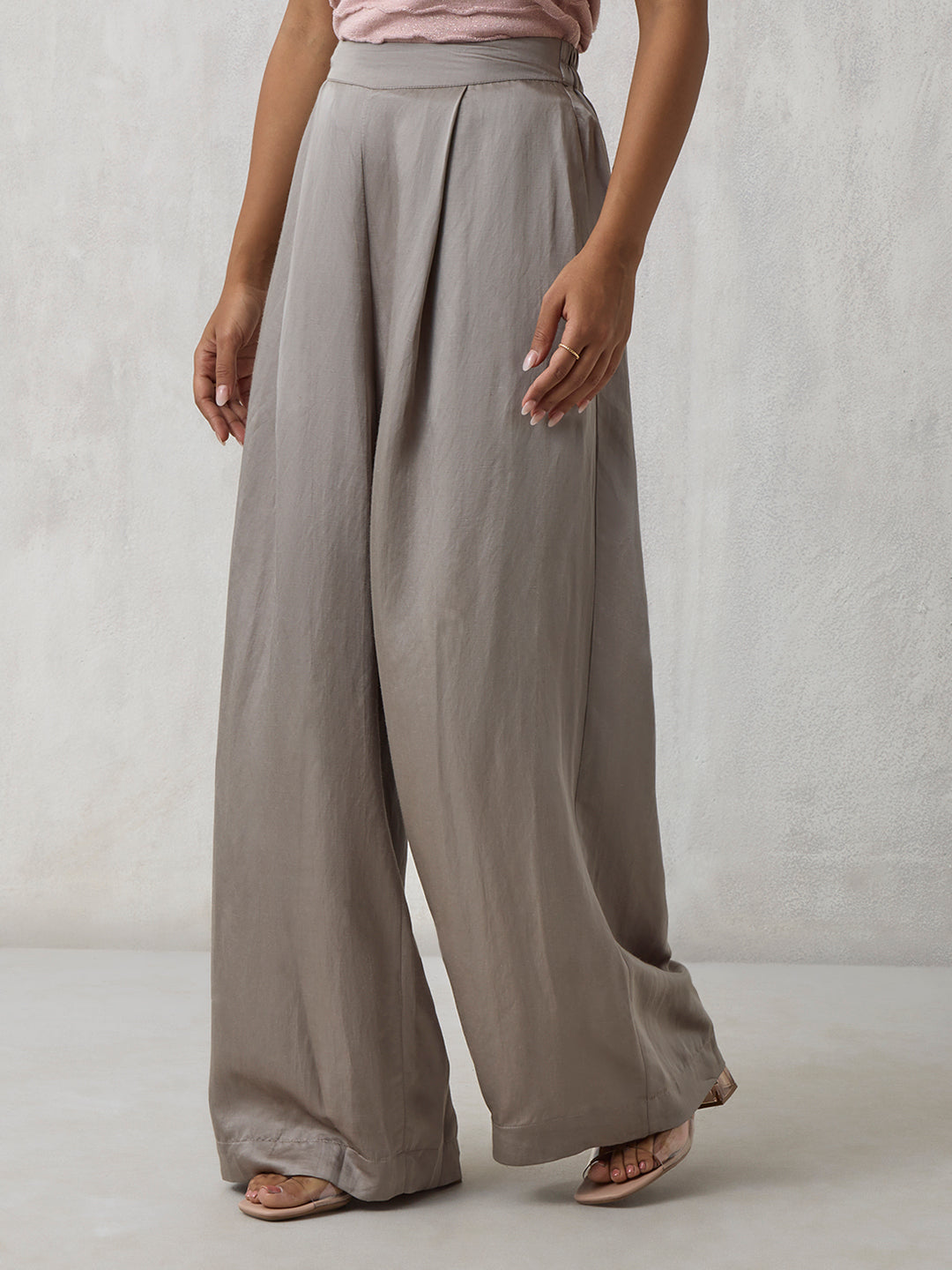 Wide-Leg Pants - Grey