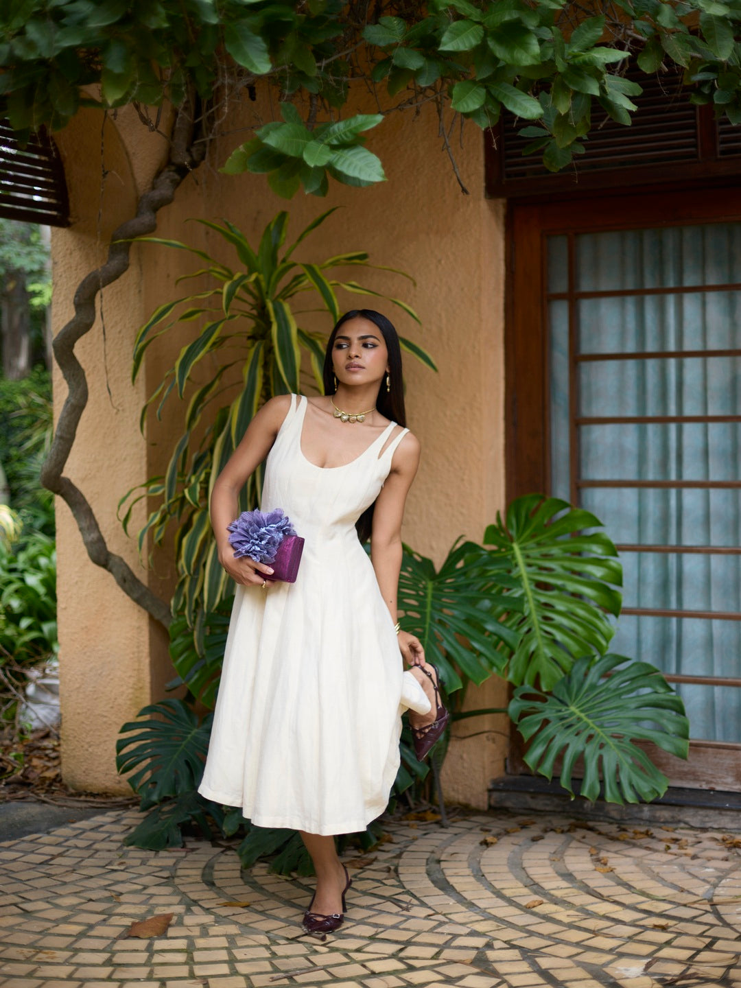 Solid Midi Dress - Ivory