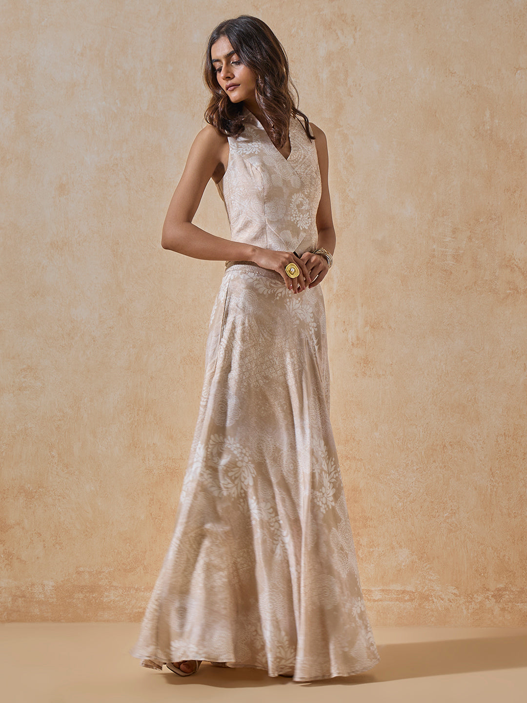 Printed Skirt - Beige