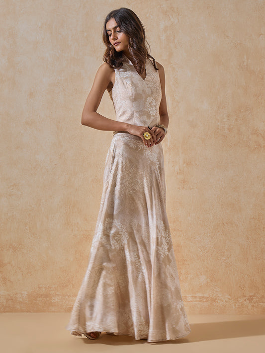 Printed Skirt - Beige