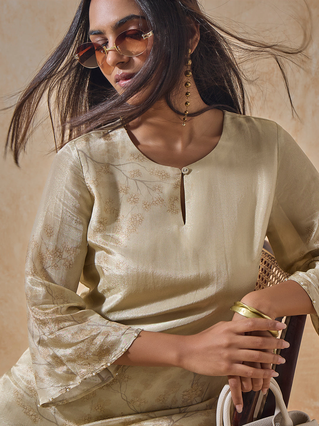 Printed Kurta Set - Gold