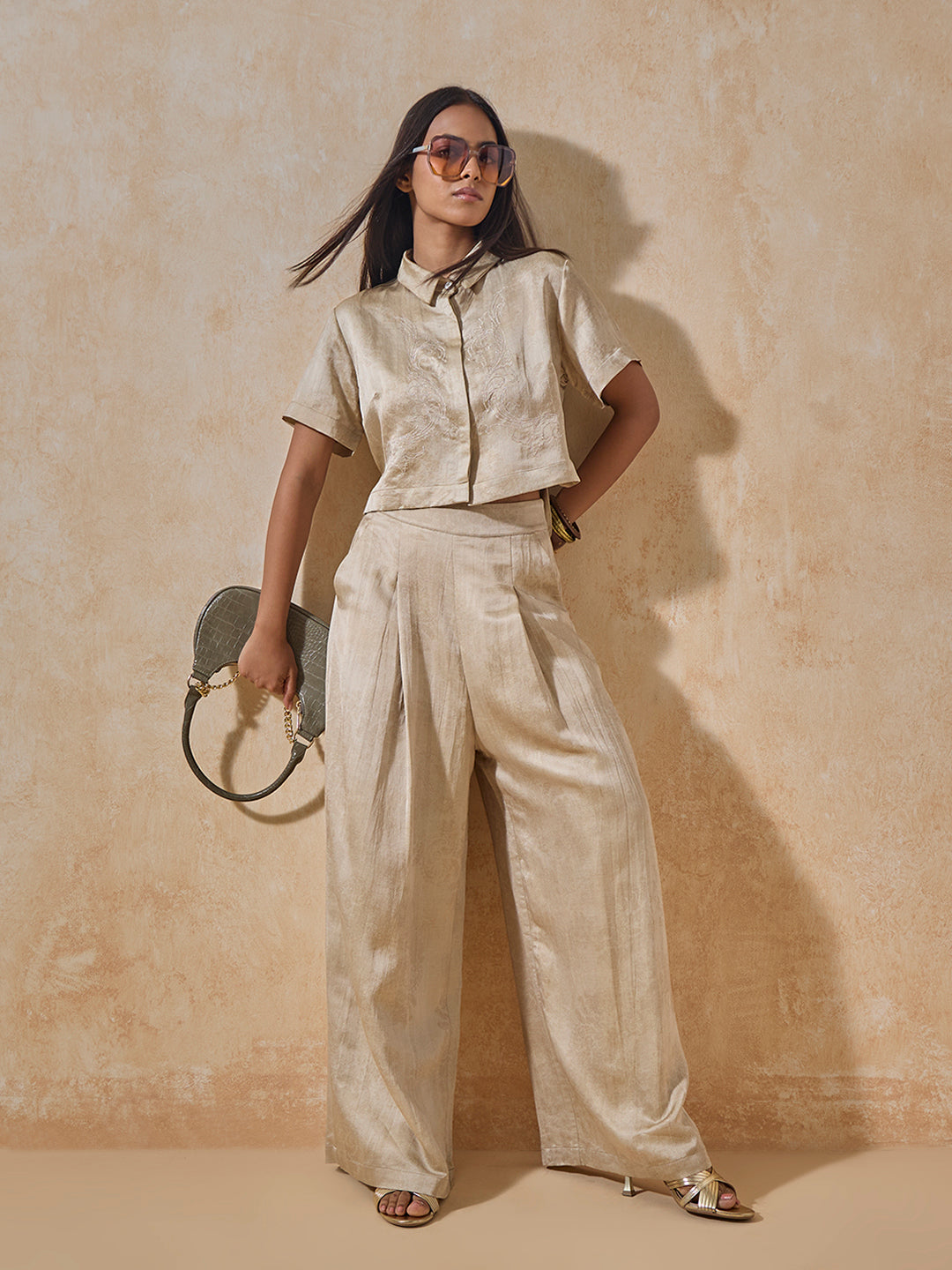 Embroidered Shirt - Beige