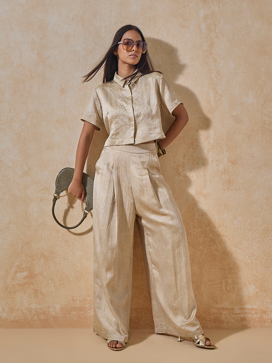 Embroidered Shirt - Beige