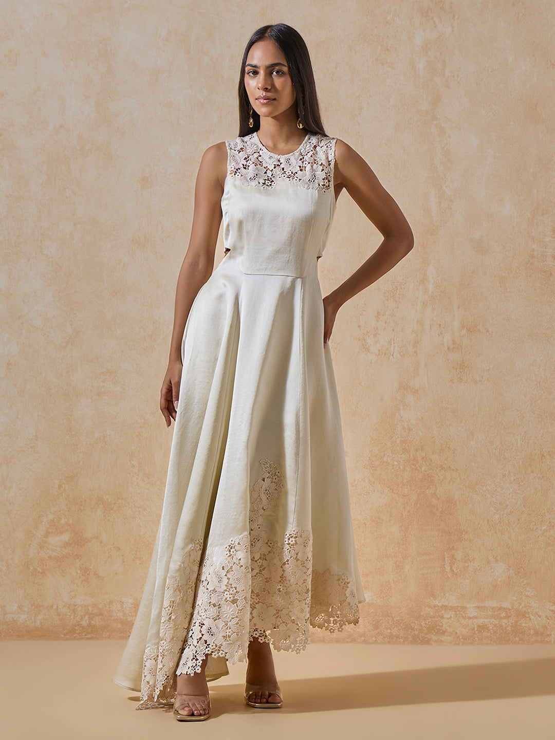 Floral Lace Dress - Ivory