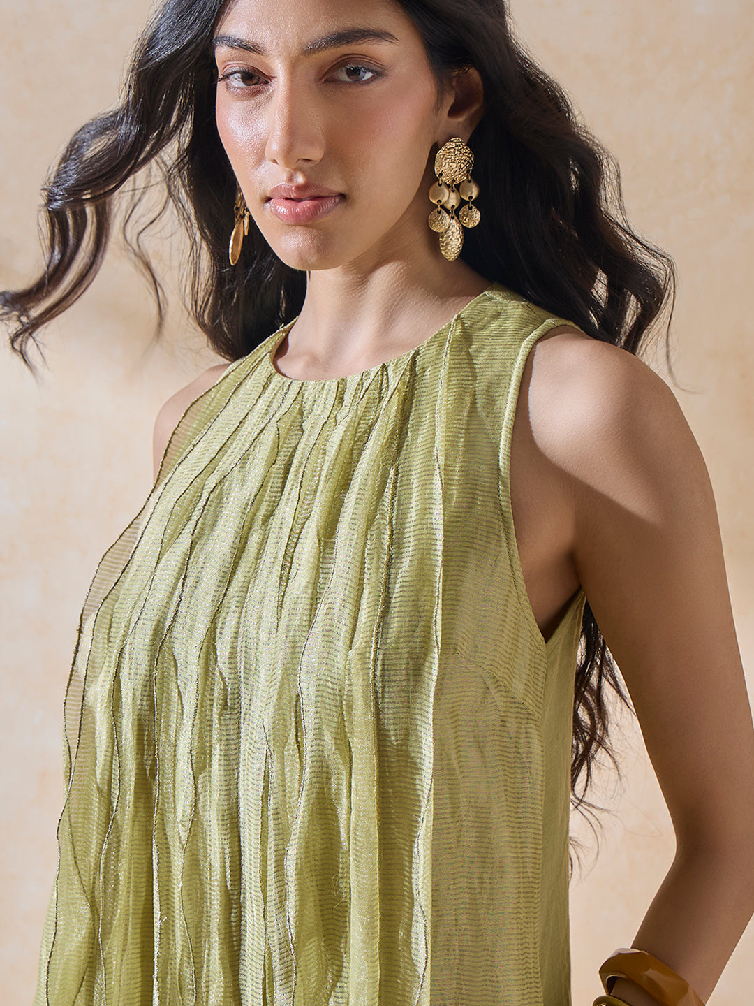 Ruffle Midi Dress - Green