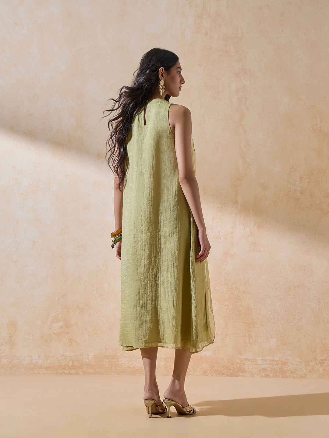 Ruffle Midi Dress - Green