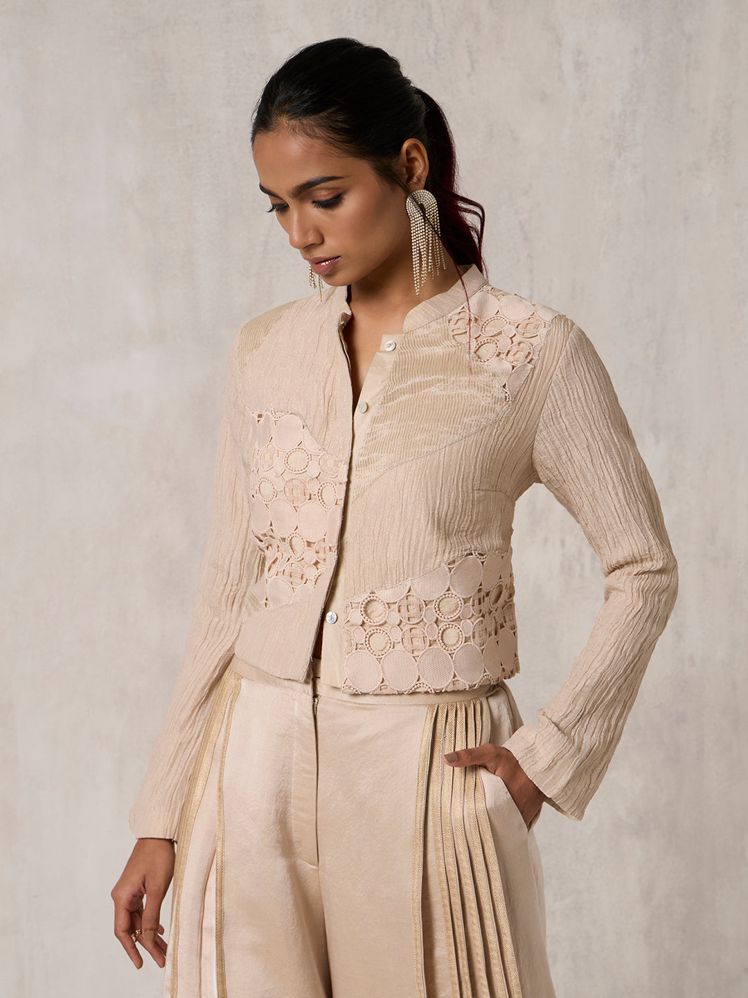 Embroidered Top - Beige