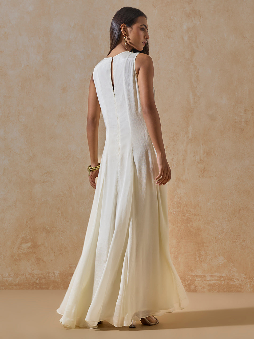 Embroidered Long Dress - White